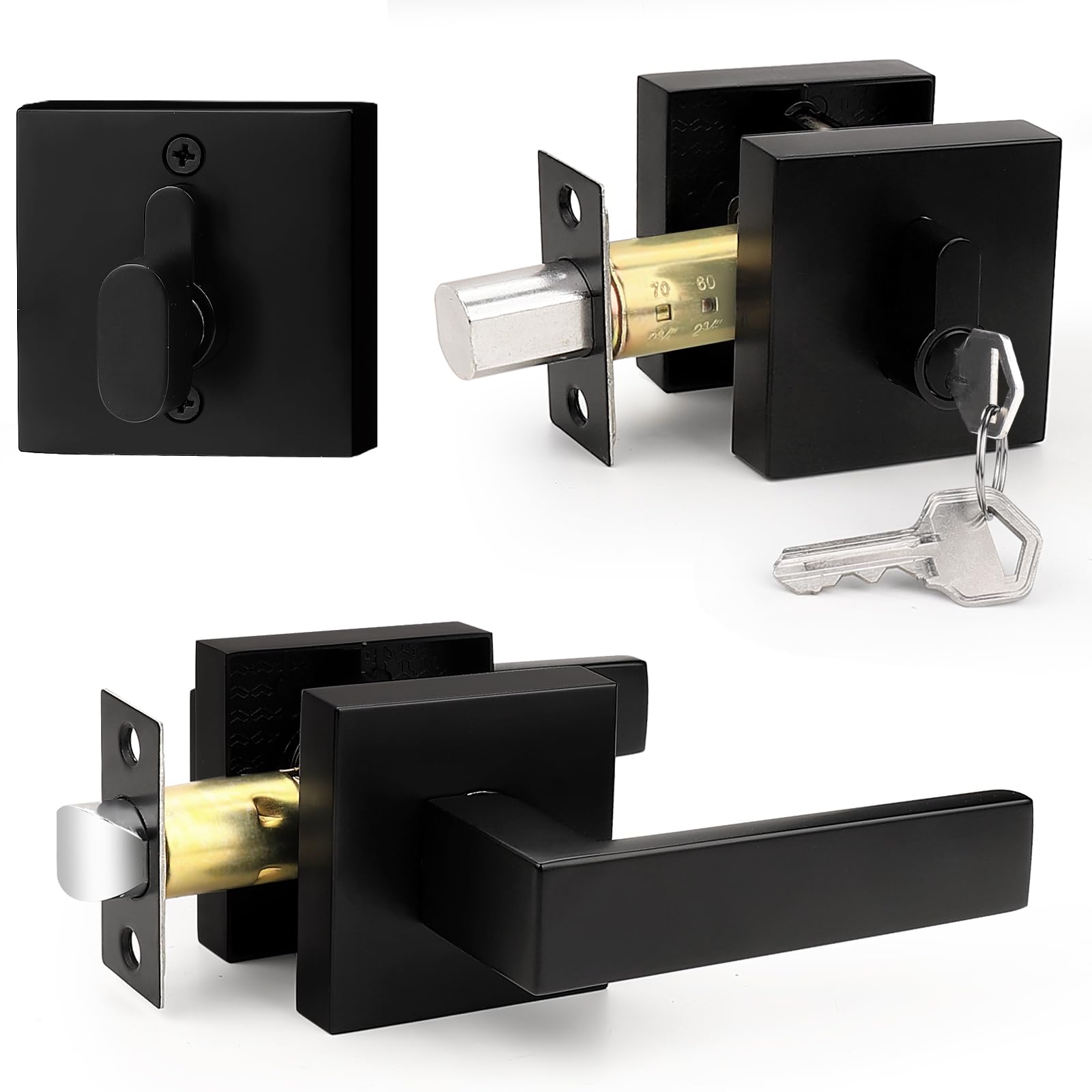 Probrico flat black passage lever for smooth, keyless interior access.