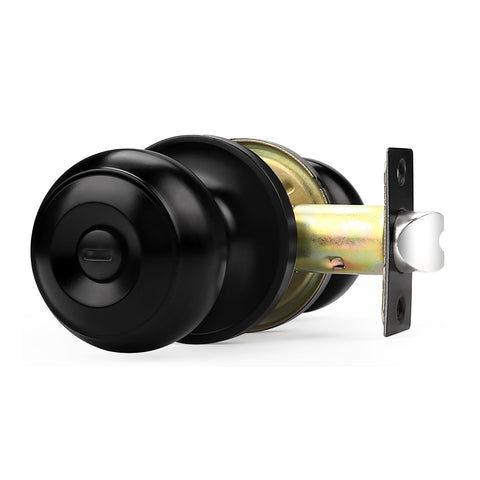 Probrico flat black privacy door knob front view for interior doors