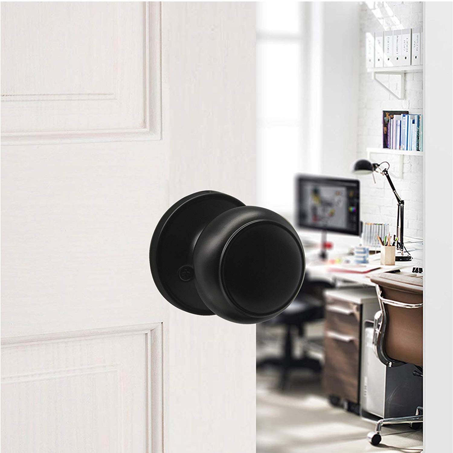 Probrico Black Half Dummy Door Knob with 65mm rose ensures stable mounting