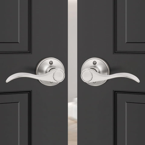 Probrico satin nickel dummy lever for interior doors without latch mechanisms.