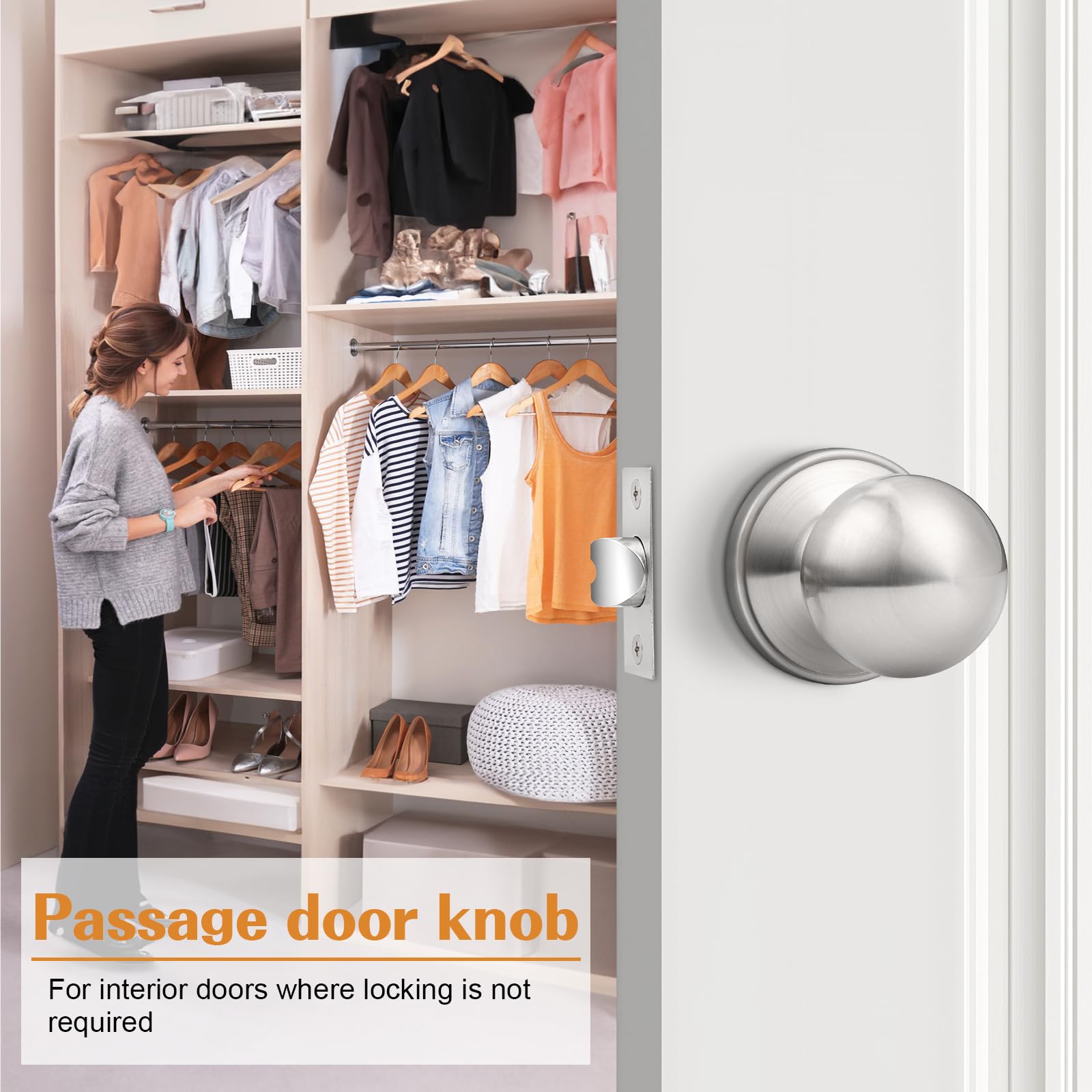 Probrico interior door handle in brushed nickel, ideal for closet doors