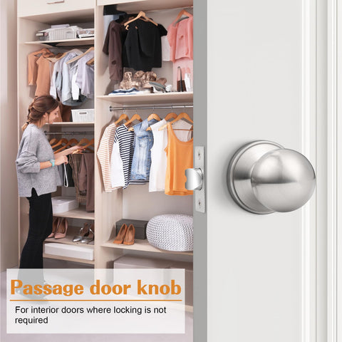 Probrico interior door handle in brushed nickel, ideal for closet doors