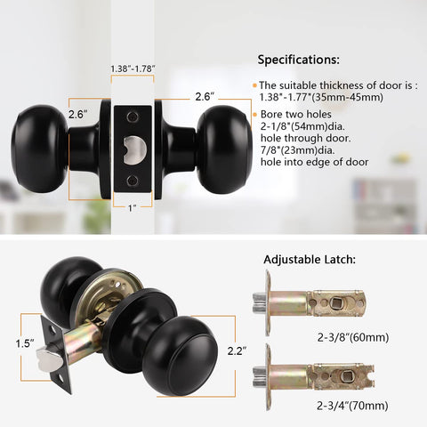 Probrico interior passage knob on hallway door with modern finish