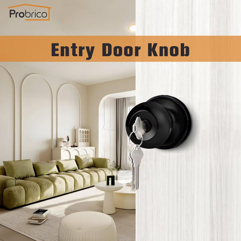 Probrico keyed alike entry knob round interior latch detail showing smooth operation.