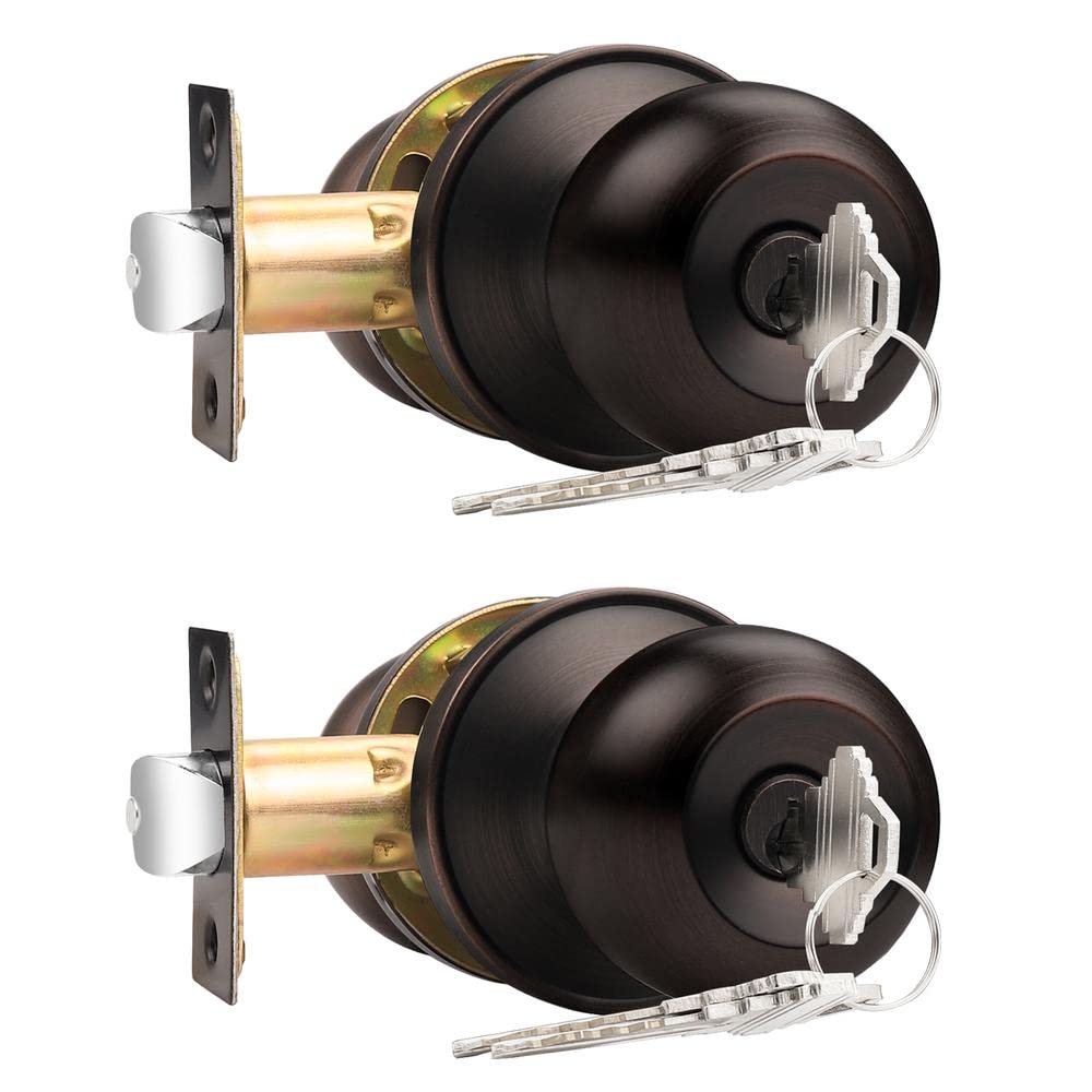 Probrico keyed-alike front door knob with oil rubbed bronze finish for quick exterior entry.