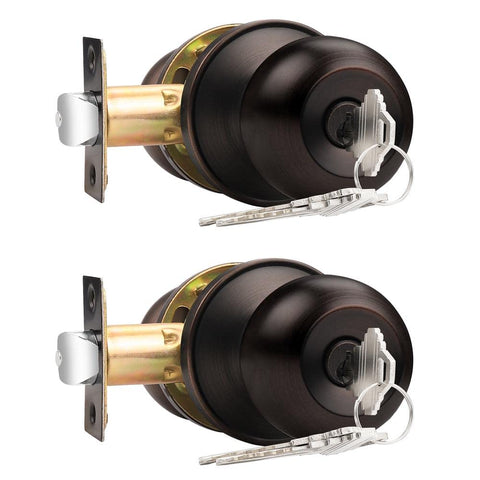 Probrico keyed-alike front door knob with oil rubbed bronze finish for quick exterior entry.