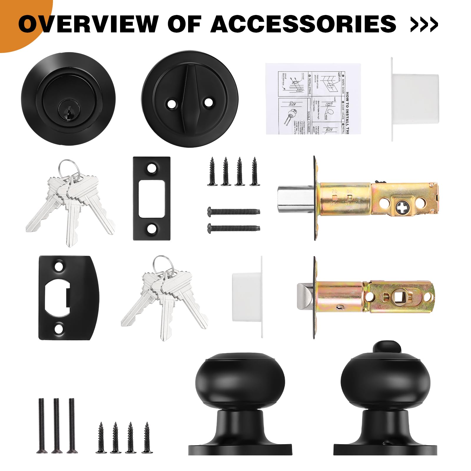 Probrico keyed-alike lock set in flat black simplifies key management.