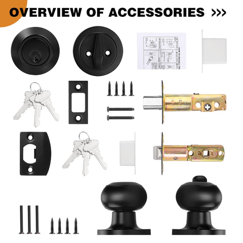 Probrico keyed-alike lock set in flat black simplifies key management.