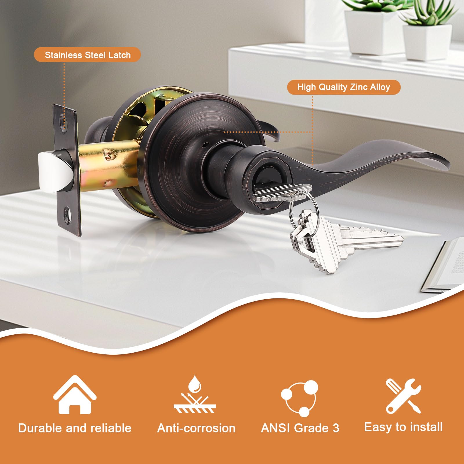 Probrico Keyed Entry Lock wave lever highlights ergonomic grip and smooth operation