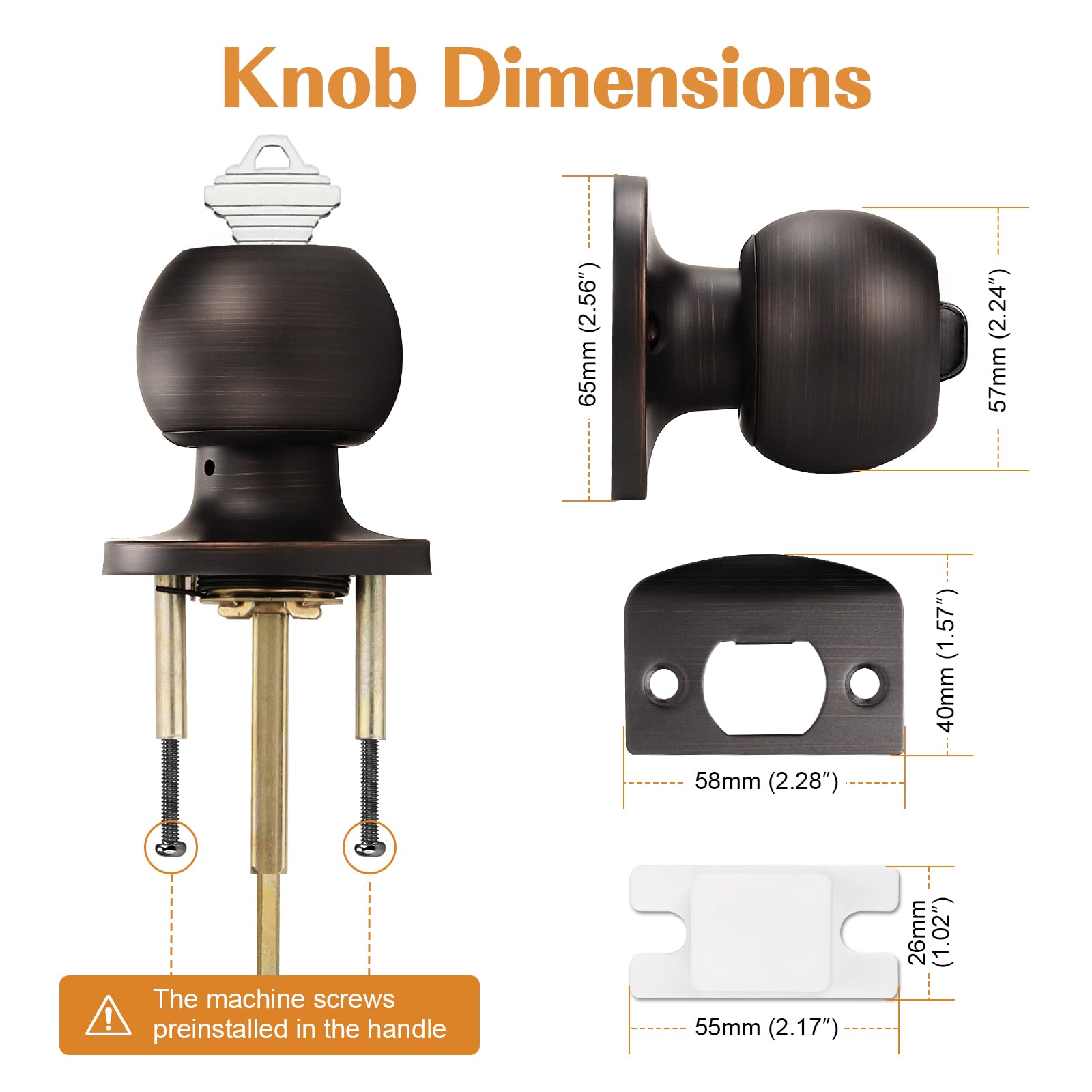 Probrico knob diameter 53mm with 65mm rosette for balanced aesthetics.