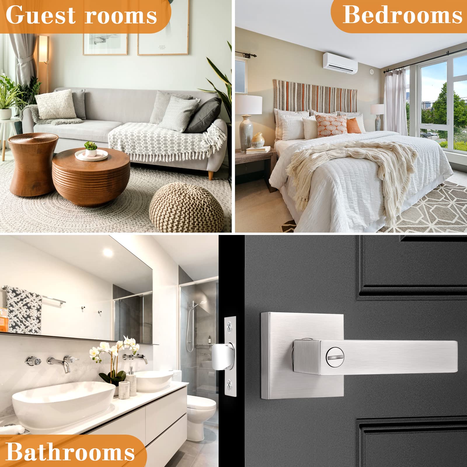 Probrico reversible privacy lever installed on left and right-handed doors.