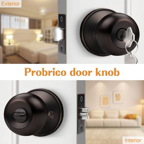 Probrico lockset features anti-sawing bolt for added security.