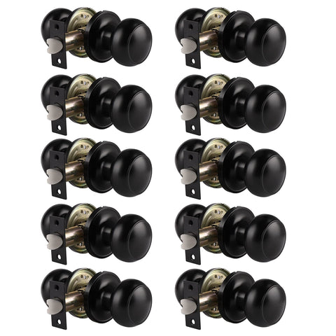 Probrico matte black door knob closeup highlighting colonial ball style for interior doors