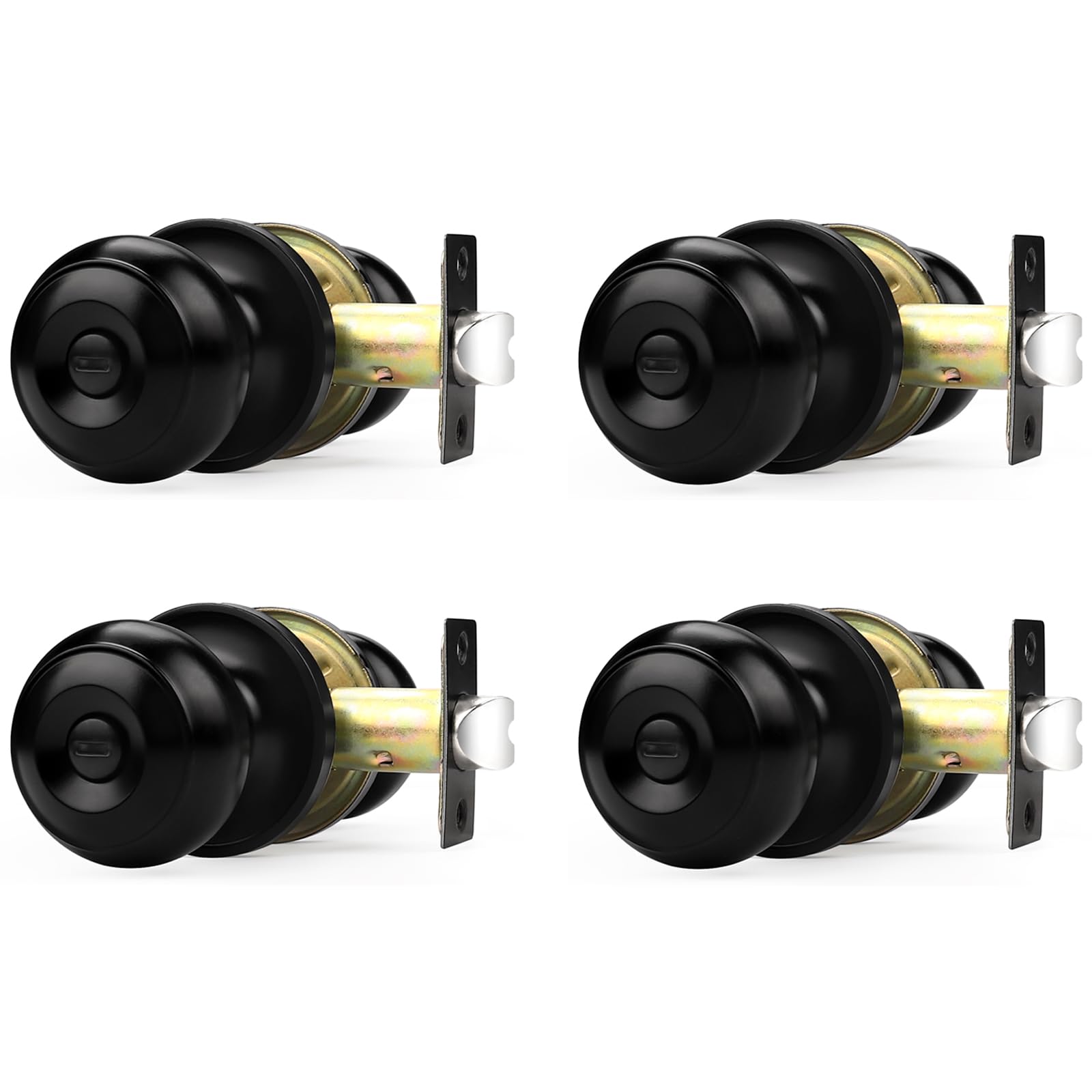 Probrico matte black door knob front view for bedrooms