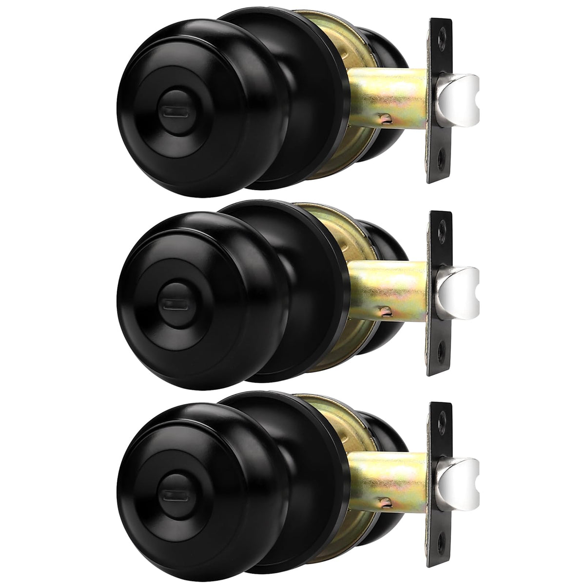 Probrico matte black door knob front view with anti-fingerprint finish