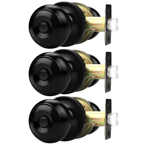 Probrico matte black door knob front view with anti-fingerprint finish