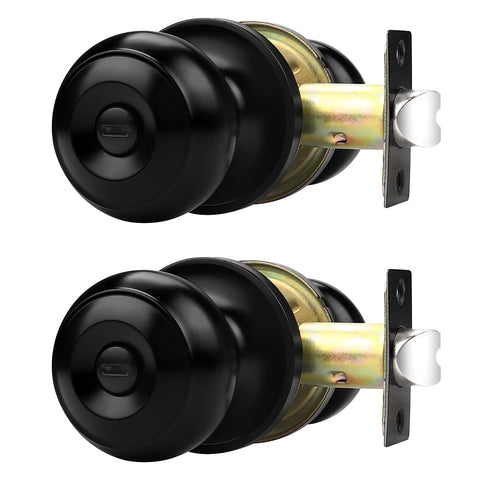 Probrico matte black door knob with privacy turn button for bedroom use.