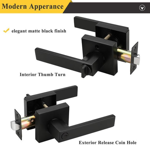 Probrico matte black keyless lever enabling privacy without keys