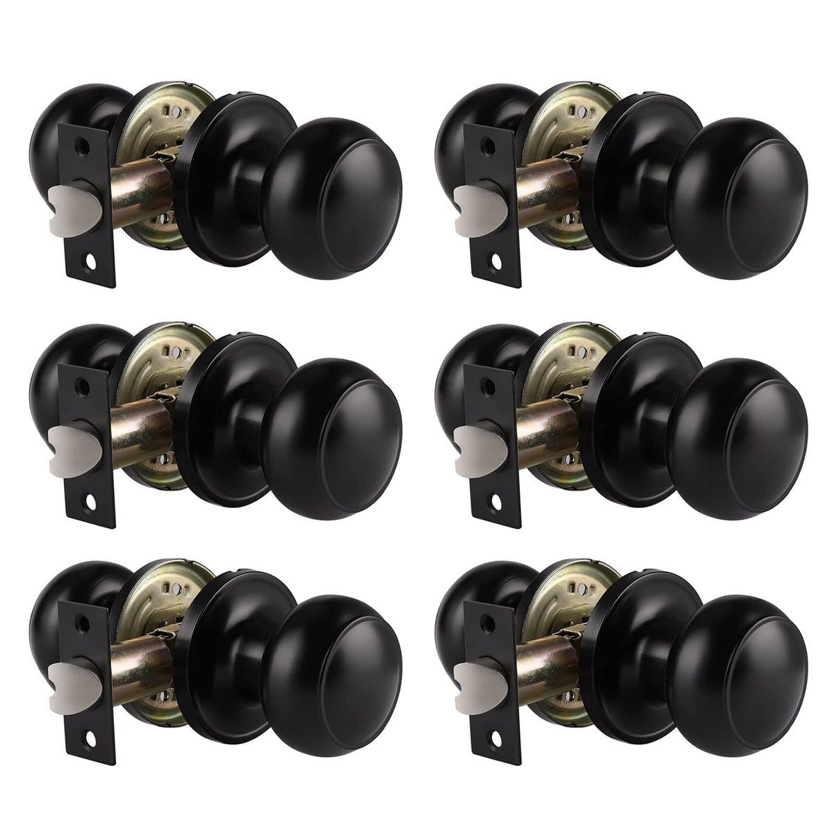 Probrico matte black interior door knobs 6-pack for hallway and closet doors
