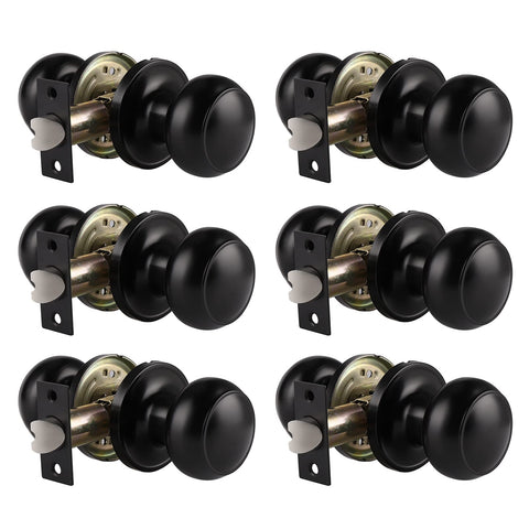 Probrico matte black interior door knobs 6-pack for hallway and closet doors