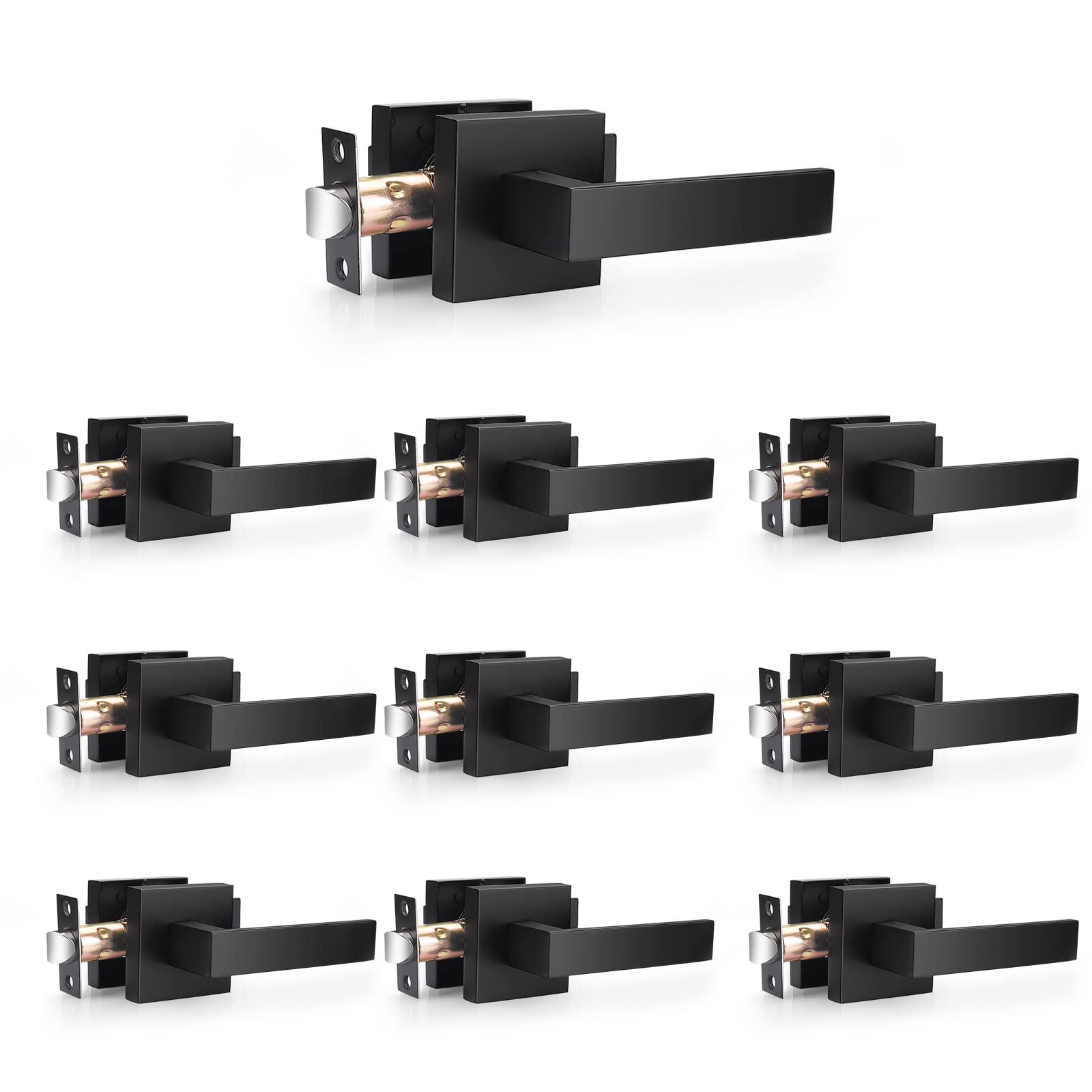 Probrico matte-black lever close-up highlights durable interior door finish.
