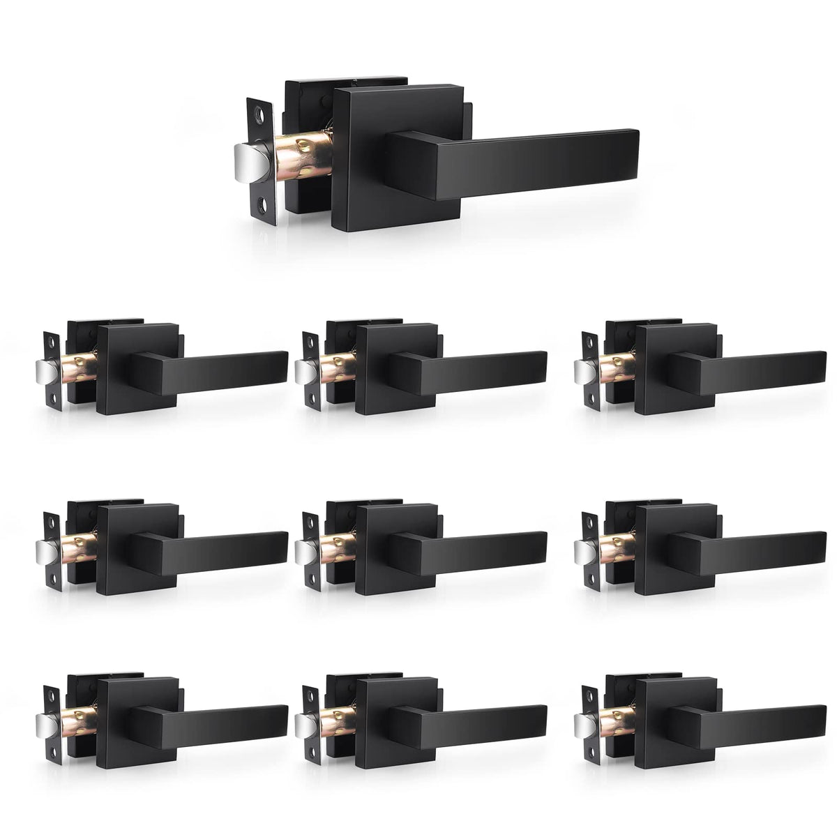 Probrico matte-black lever close-up highlights durable interior door finish.