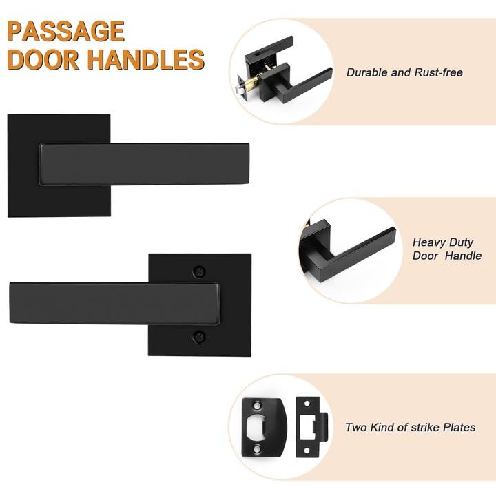 Probrico hallway lever in matte black for closet doors.