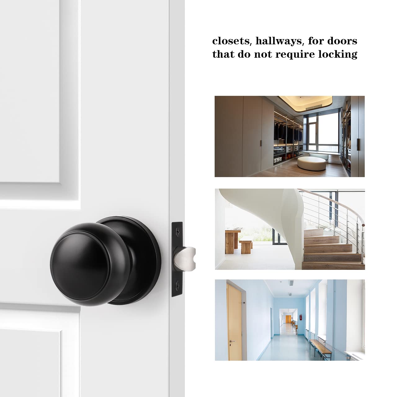 Probrico matte black passage knob closeup showing durable finish.