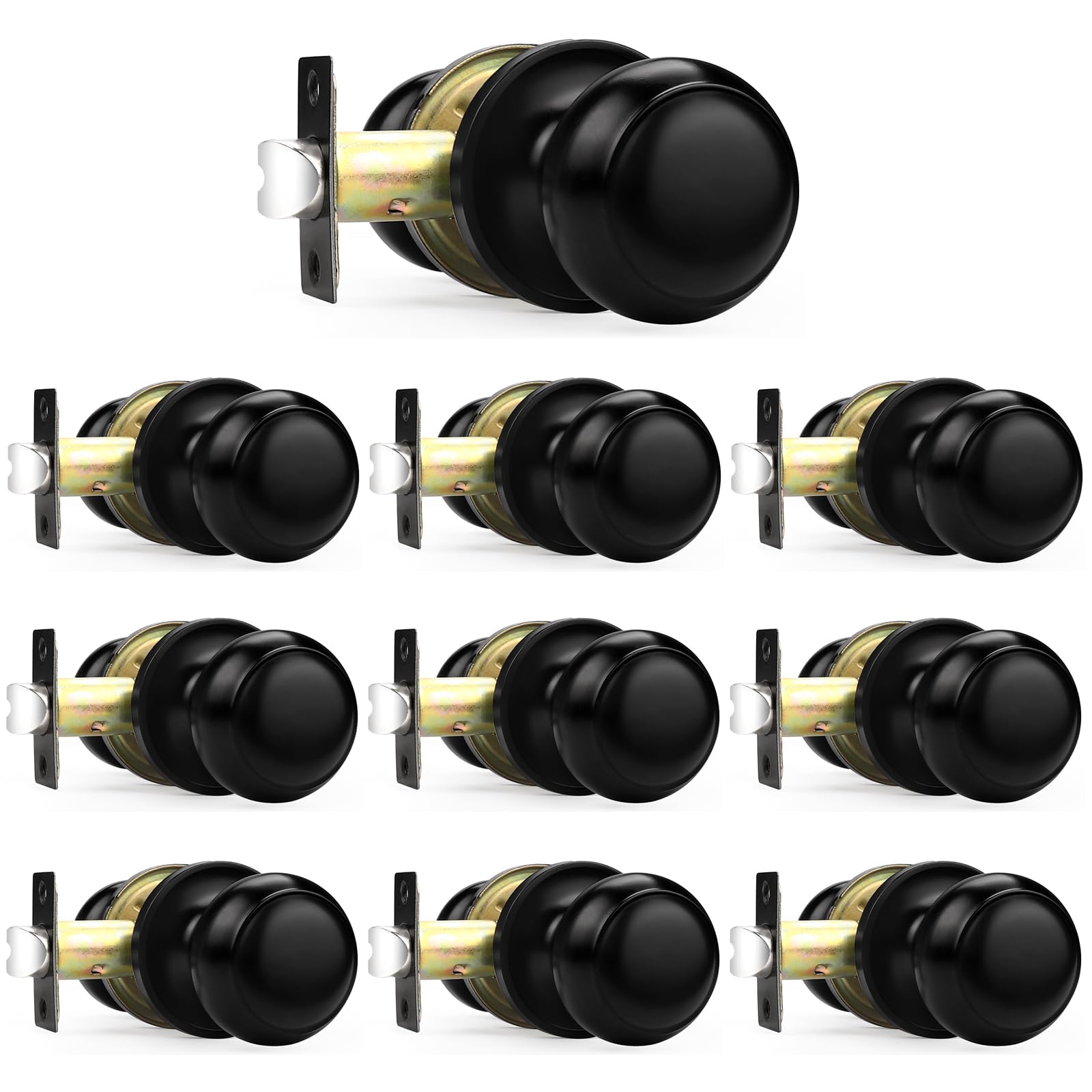 Probrico matte black passage knob front view for interior doors.