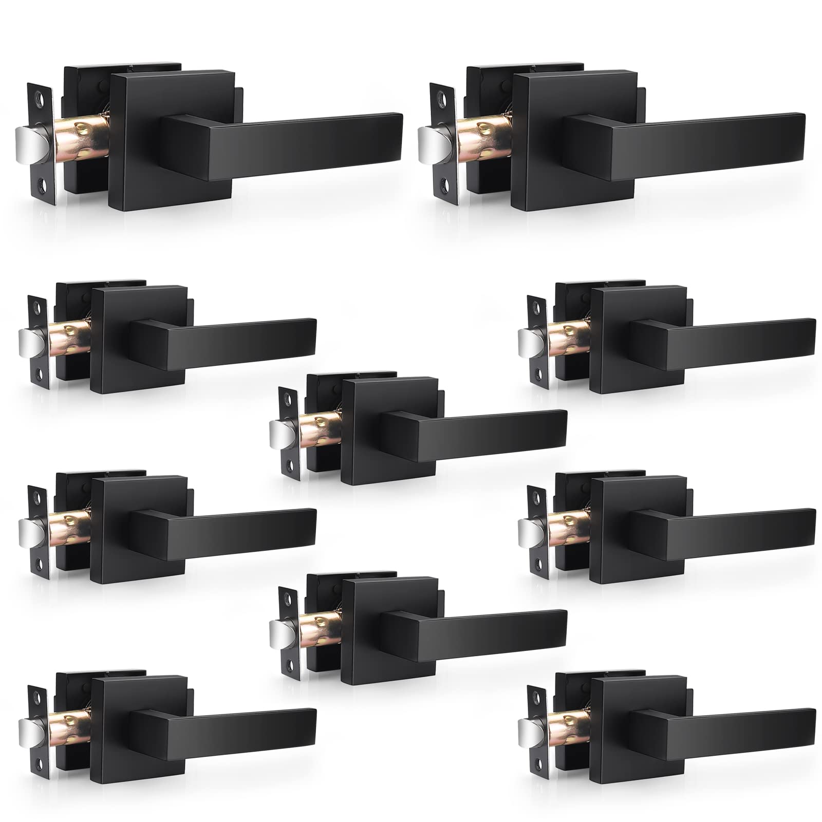 Probrico matte black passage lever front view showcases durable interior hardware.