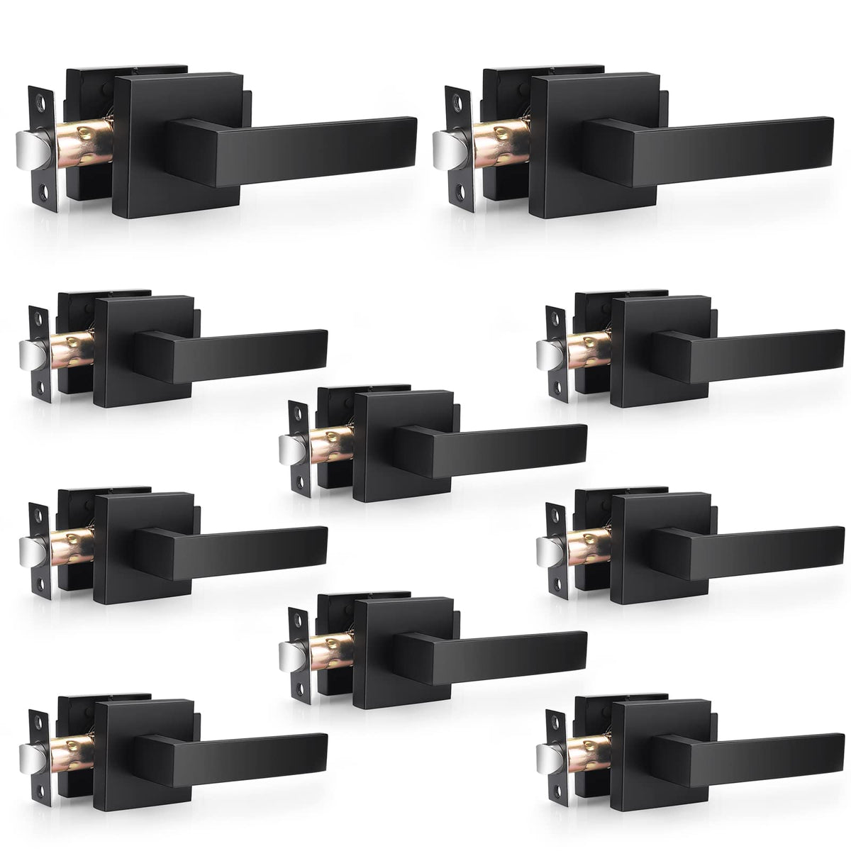 Probrico matte black passage lever front view showcases durable interior hardware.