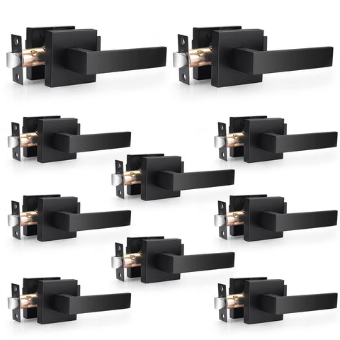 Probrico matte black passage lever front view showcases durable interior hardware.
