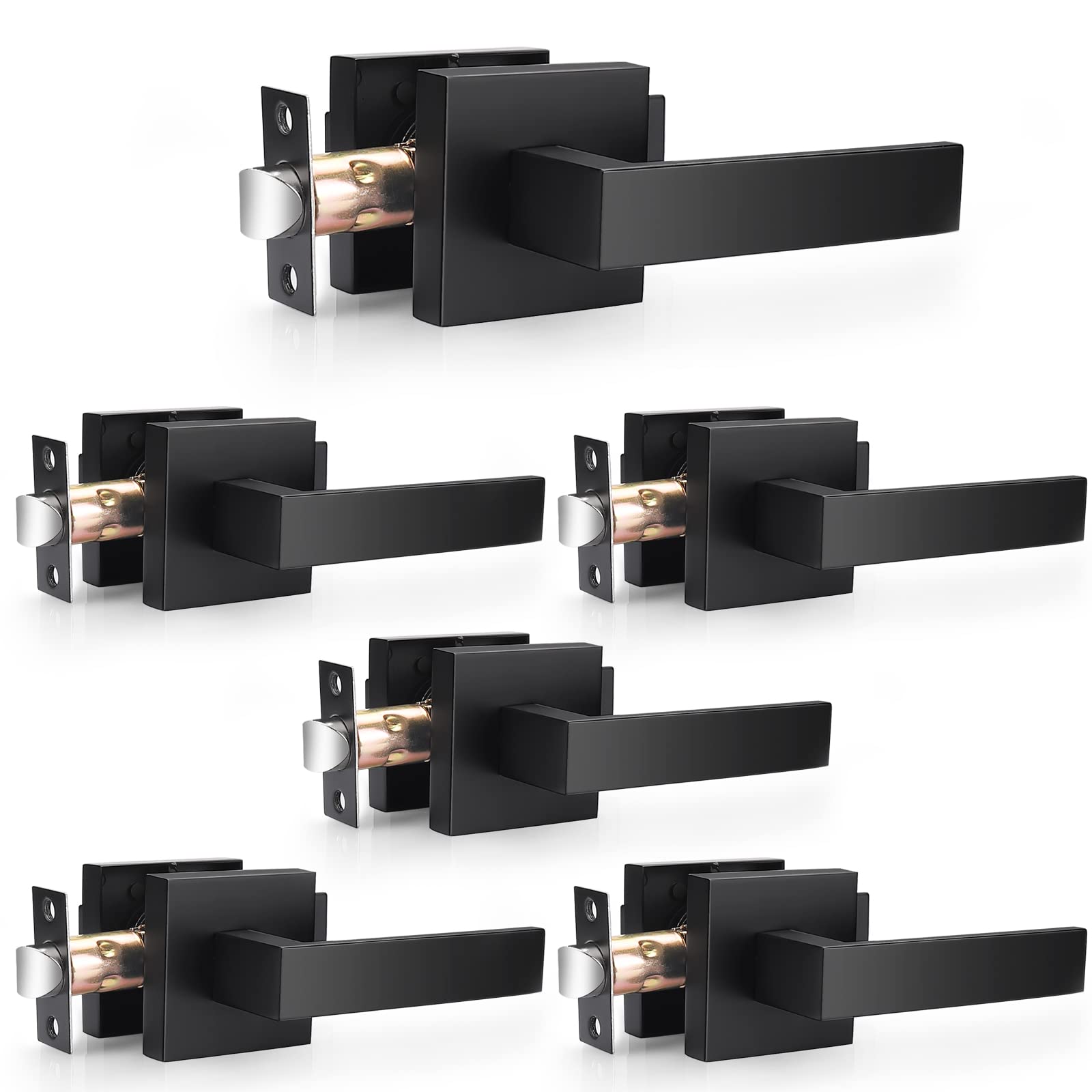 Probrico matte black passage lever square handle for interior doors with durable performance