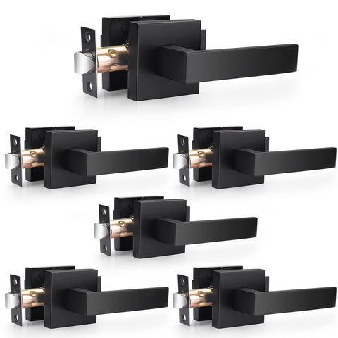 Probrico matte black passage lever square handle for interior doors with durable performance