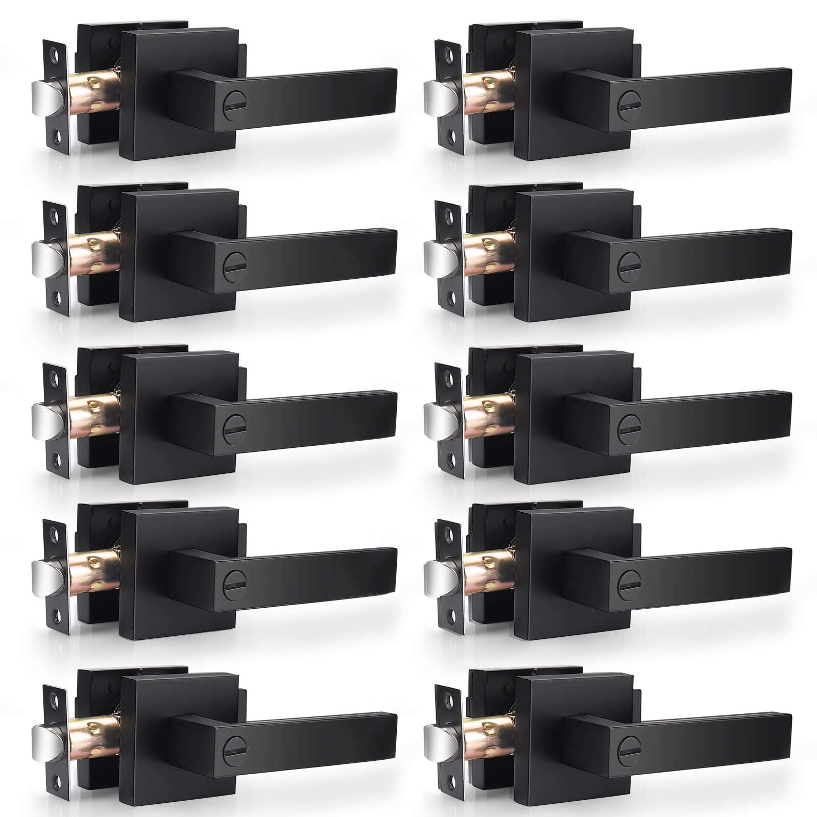 Probrico matte black privacy lever front view for modern interiors.