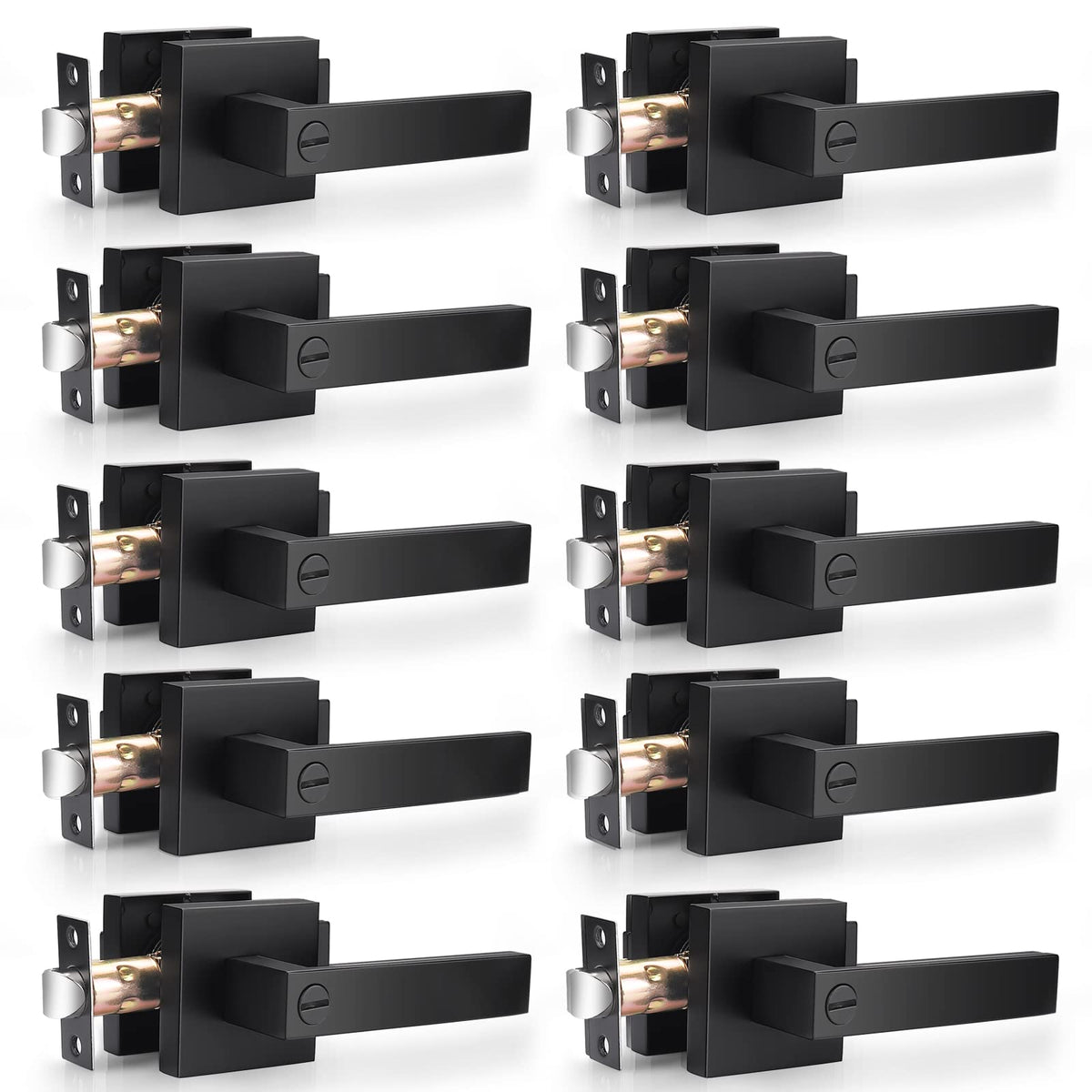 Probrico matte black privacy lever front view for modern interiors.