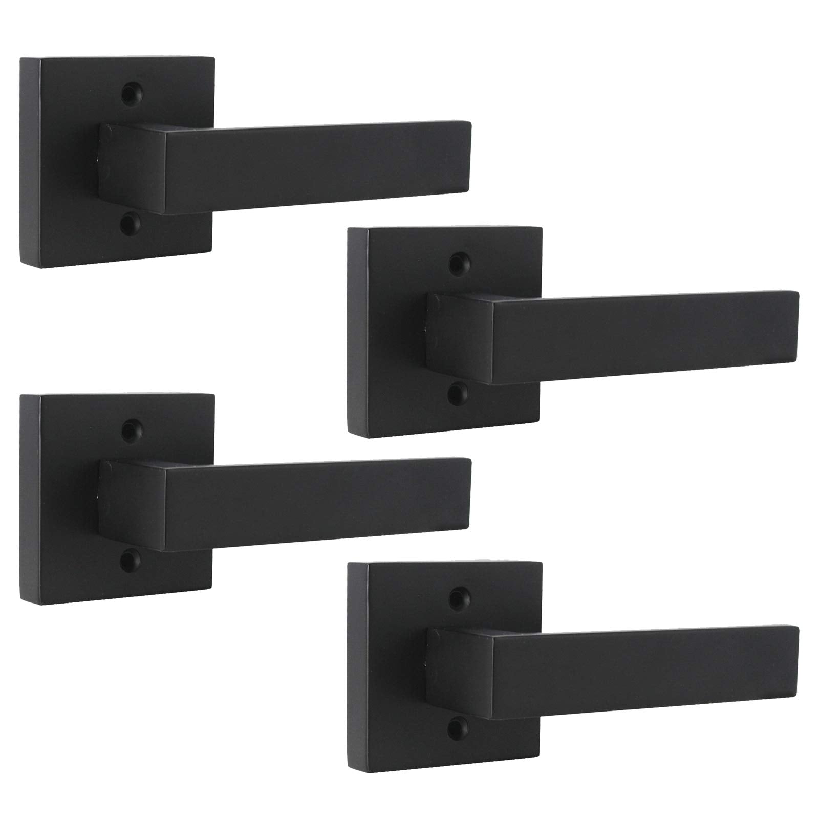 Probrico matte black square dummy lever with exterior screws for modern interior doors.