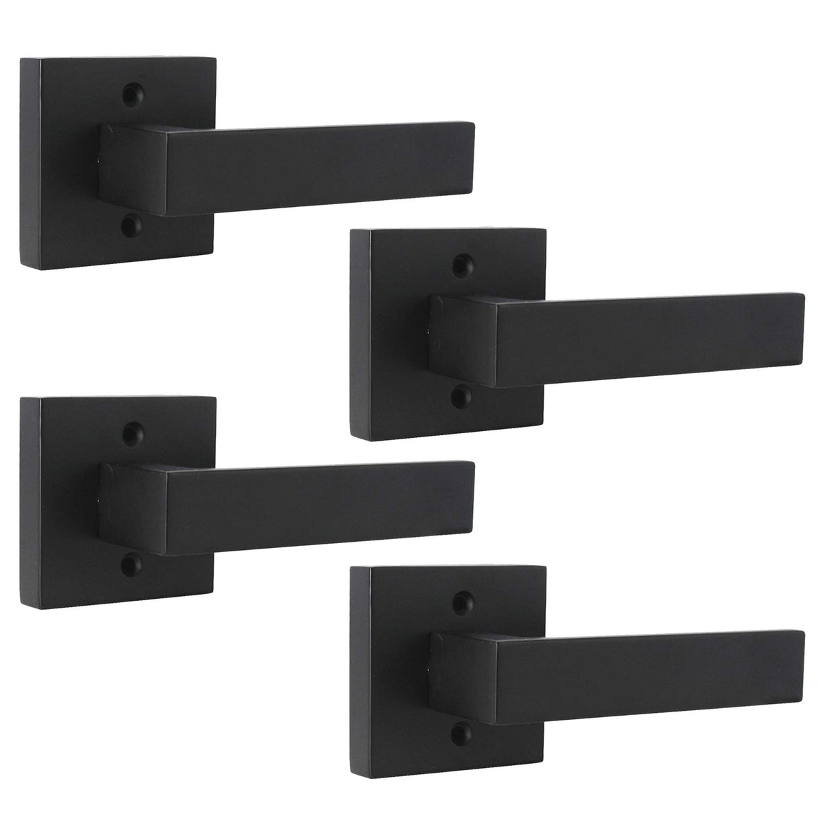 Probrico matte black square dummy lever with exterior screws for modern interior doors.