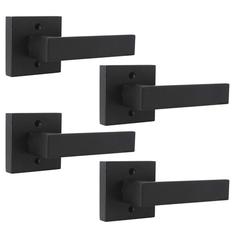 Probrico matte black square dummy lever with exterior screws for modern interior doors.