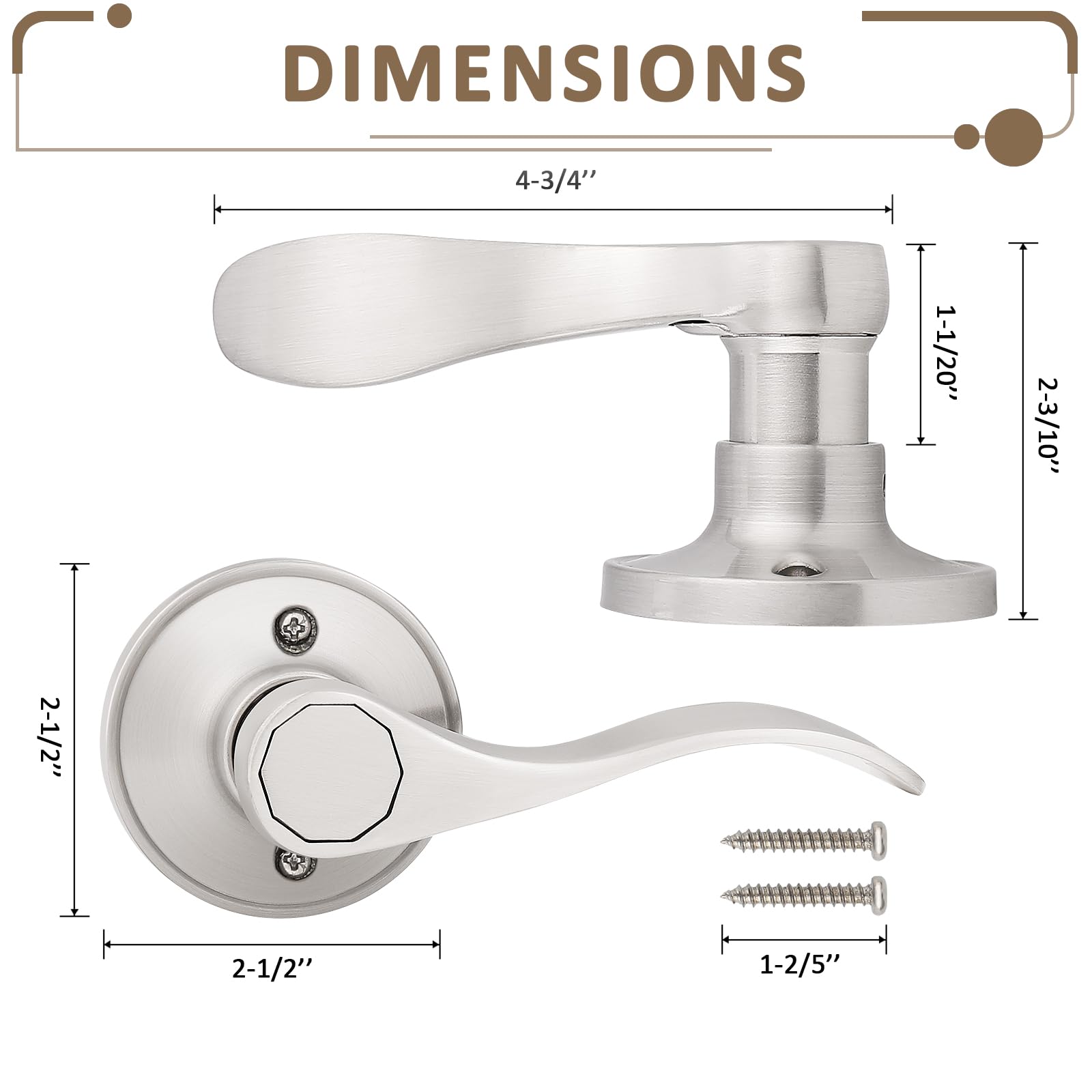 Probrico modern satin nickel dummy lever adds contemporary flair.