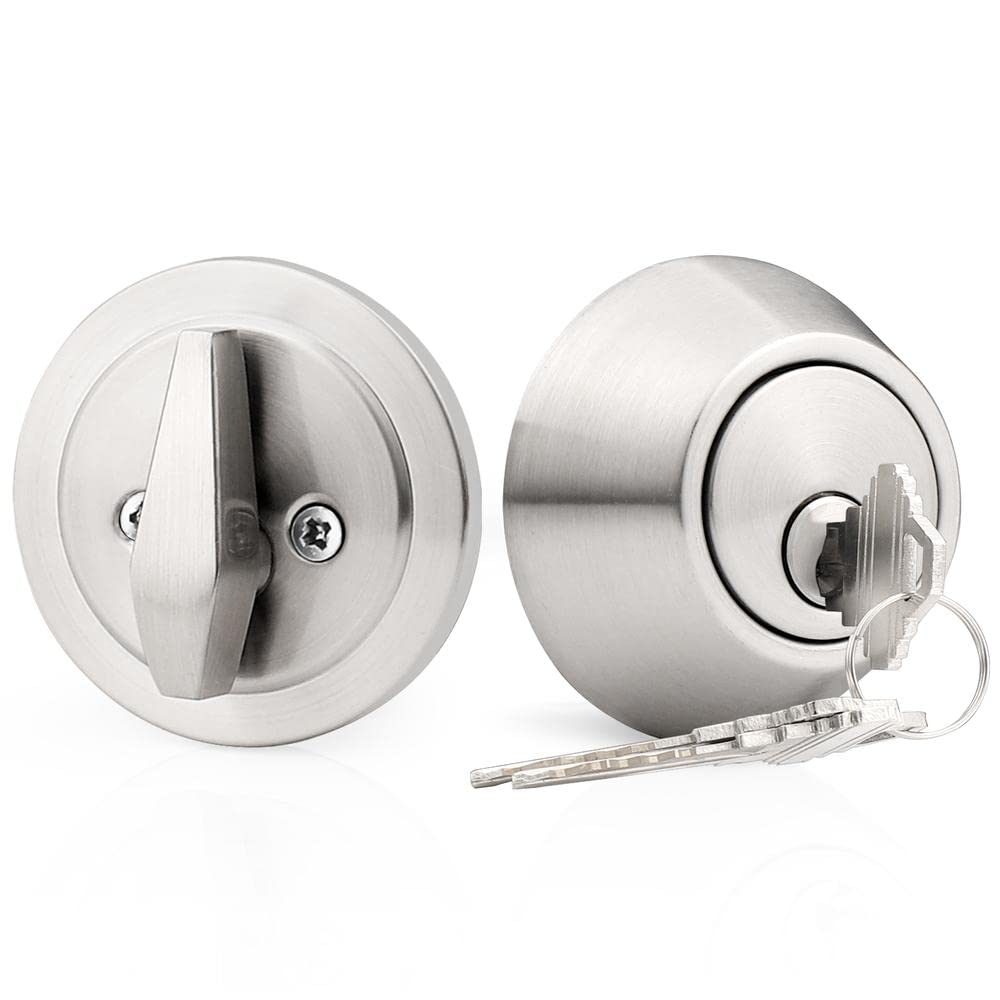 Probrico 1-Side Keyed Cylinder Deadbolt in brushed nickel with secure exterior key access.