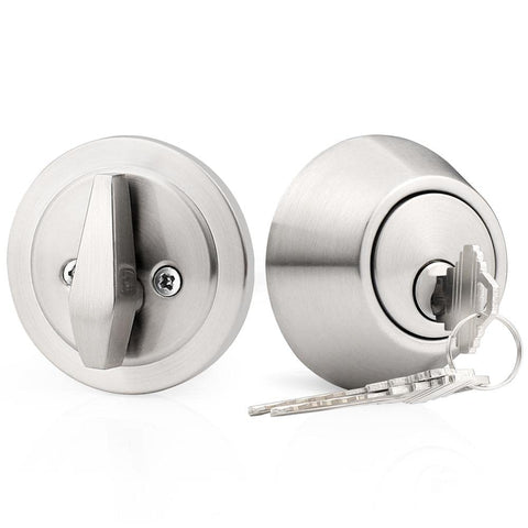 Probrico 1-Side Keyed Cylinder Deadbolt in brushed nickel with secure exterior key access.