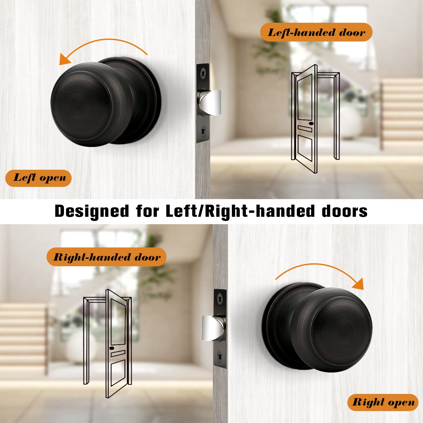 Probrico universal-fit knob suitable for right- and left-handed interior doors.