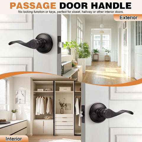 Reversible Probrico passage lever fits both left and right handed doors.