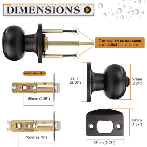 Probrico privacy bronze knob latch and rose closeup shows durable hardware