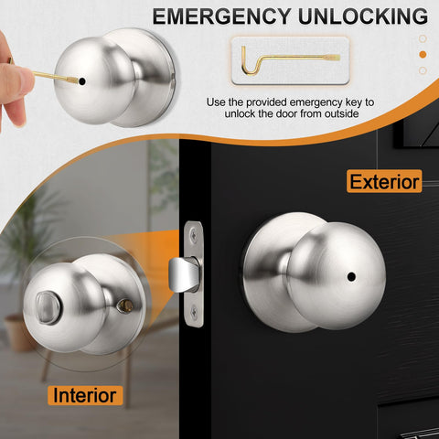 Probrico privacy knob showing latch options 2-3/8 and 2-3/4 for doors
