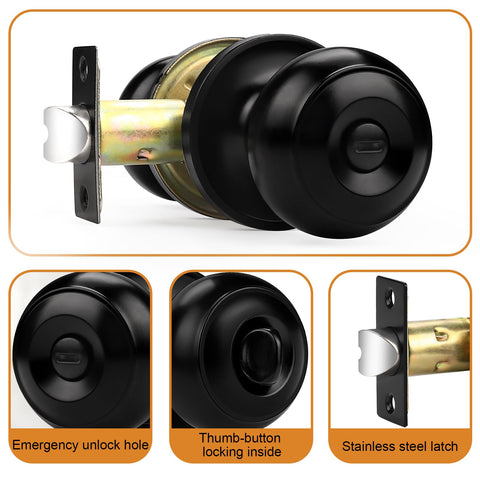 Probrico privacy knob with turn-button lock for bathrooms and bedrooms.
