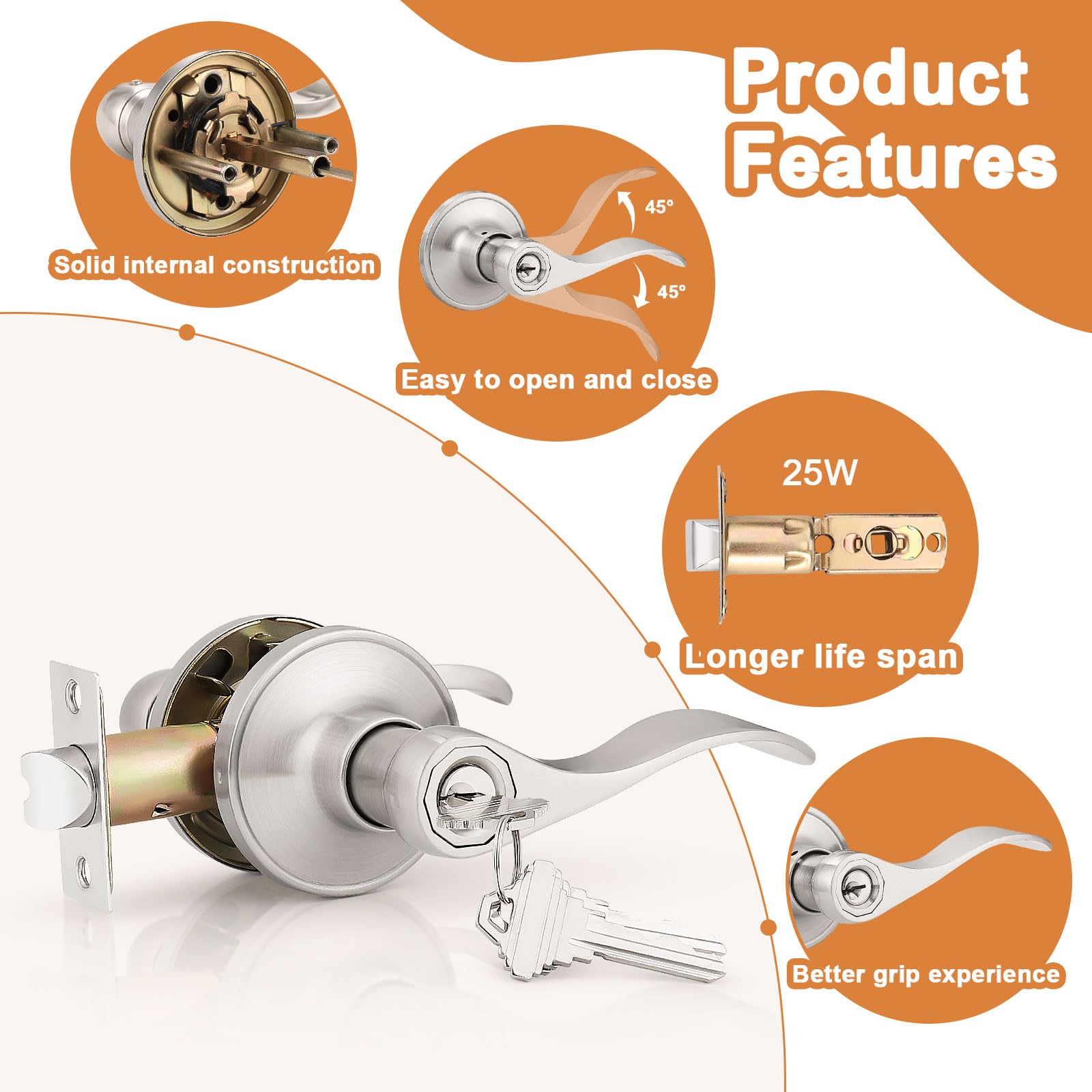Probrico reversible door lever suits both right- and left-handed doors.