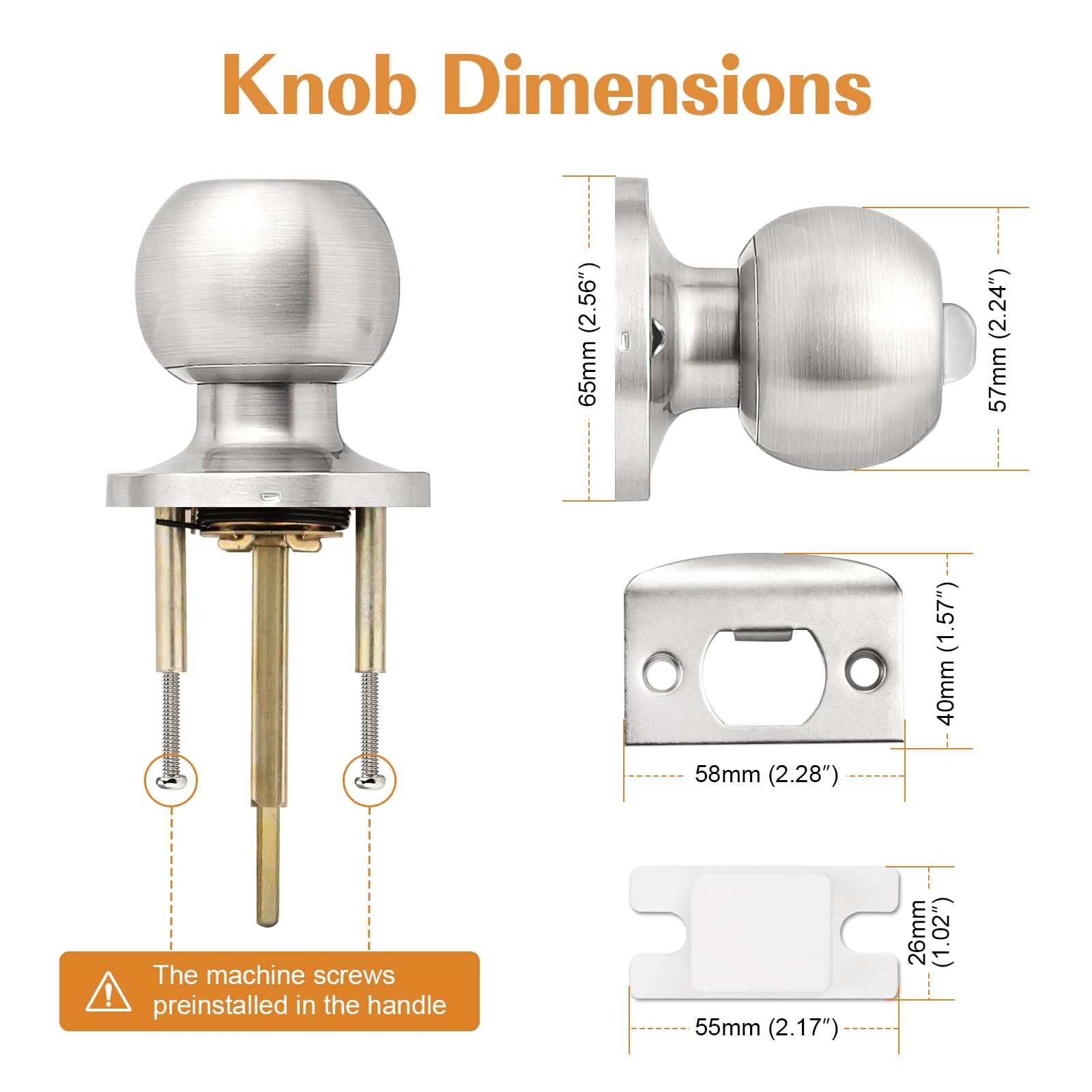 Probrico door knob fits right- and left-handed doors for versatile use.