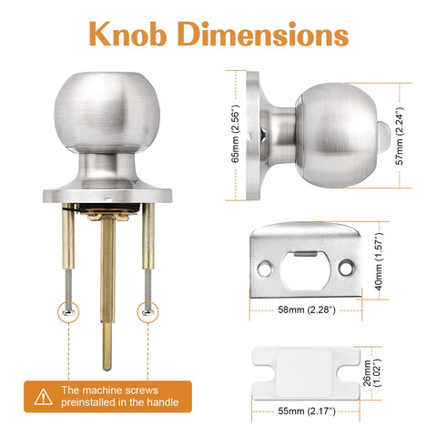 Probrico door knob fits right- and left-handed doors for versatile use.